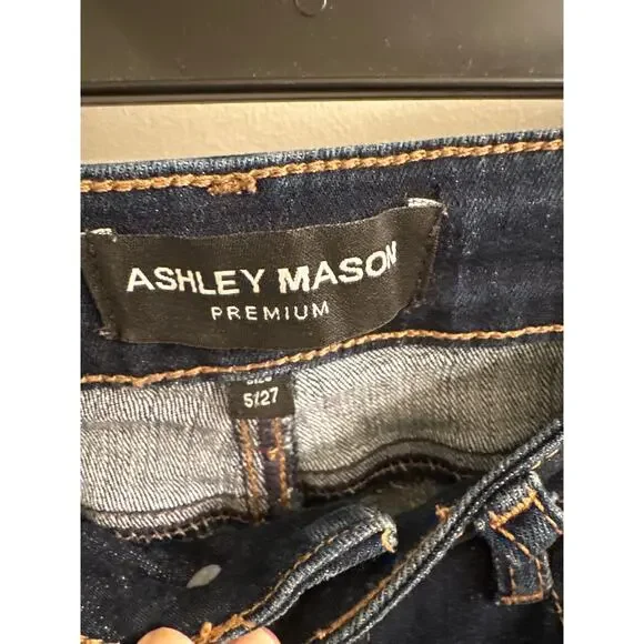 Ashley Mason Jeans 5/27 Flare Denim Floral Embroidered Boho Festival Y2K Retro - Picture 5 of 9